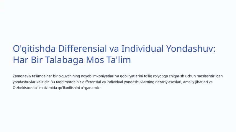 Differensial va Individual Yondashuv 1