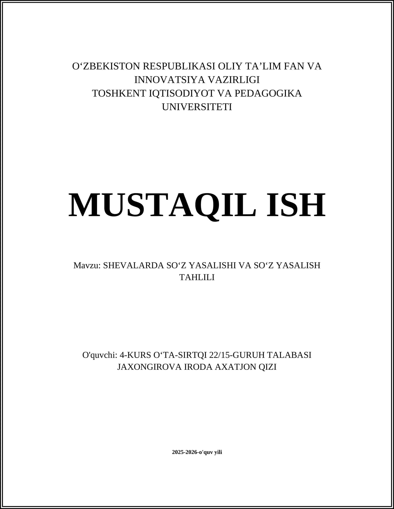 SHEVALARDA SOʻZ YASALISHI VA SOʻZ YASALISH TAHLILI 1