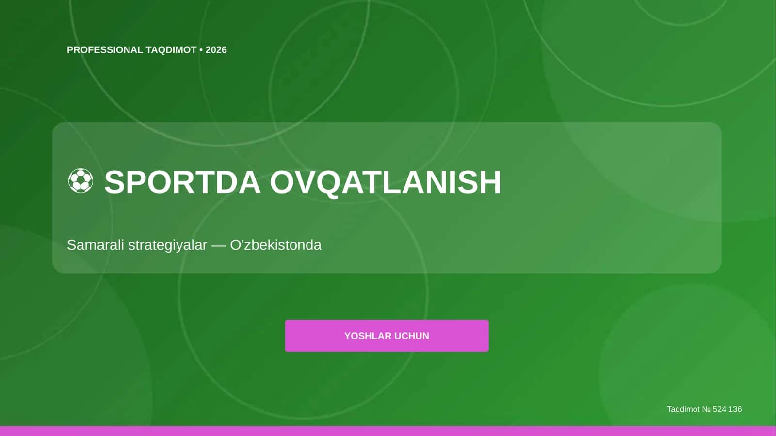 SPORTDA OVQATLANISH: SAMARALI STRATEGIYALAR 1