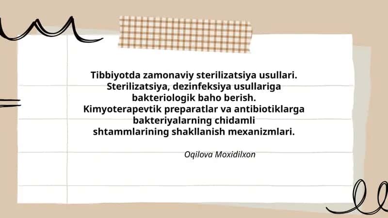 Tibbiyotda zamonaviy sterilizatsiya usullari 1
