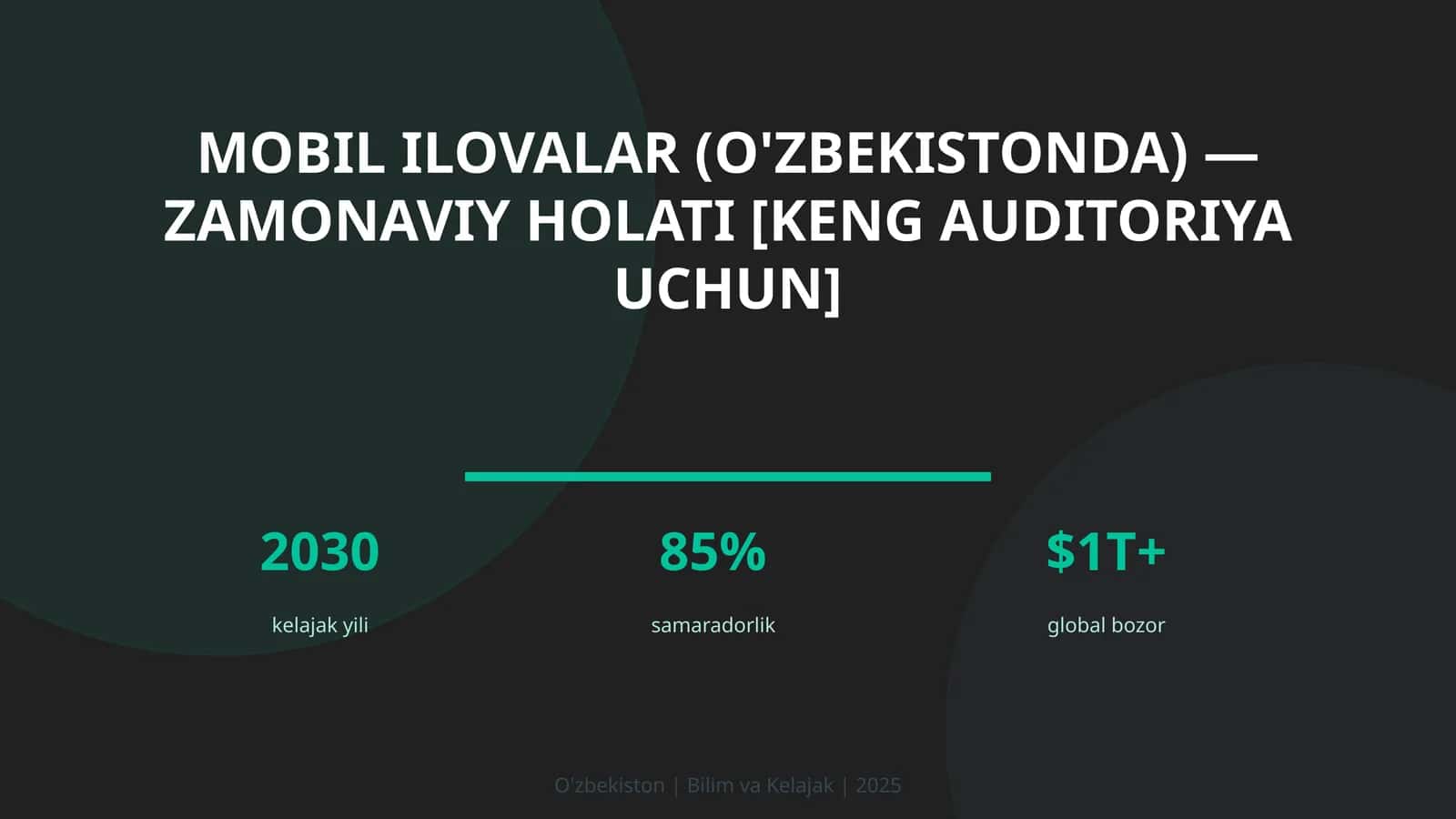 Mobil ilovalar (O'zbekistonda) — zamonaviy holati [keng auditoriya uchun] 1
