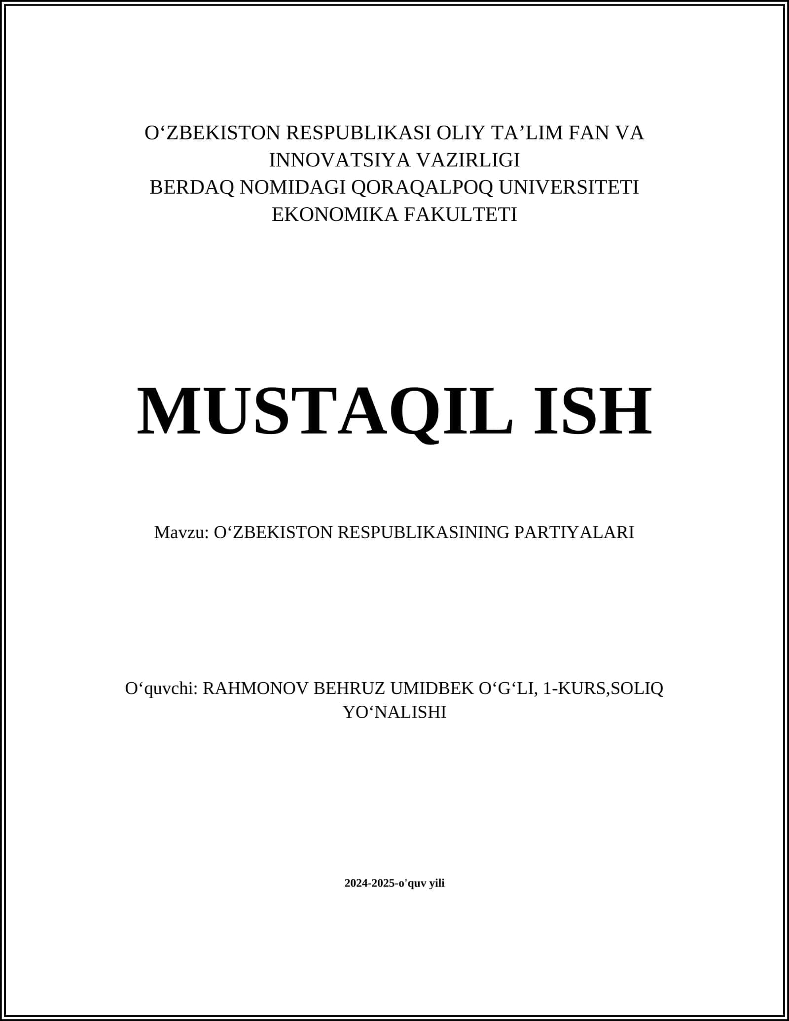 Oʻzbekiston Respublikasining Partiyalari 1