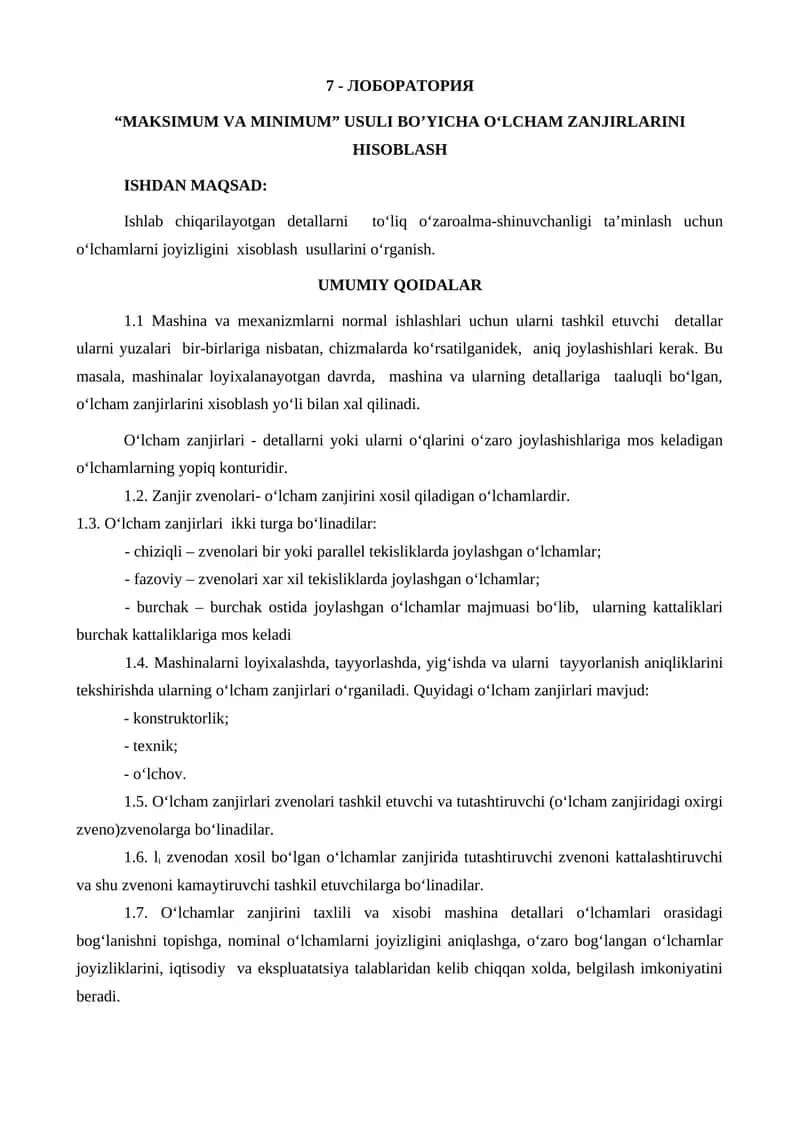 O‘lcham zanjirlari 1