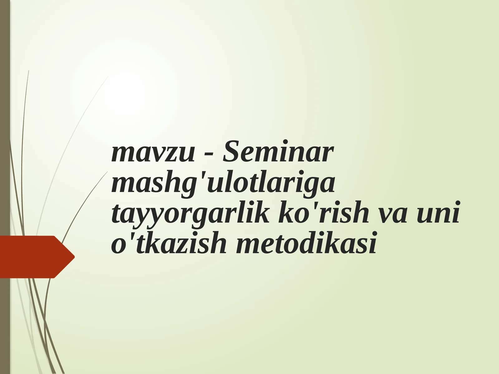 Seminarmashg'ulotlarigatayyorgarlikko'rishvaunio'tkazishmetodikasi 1