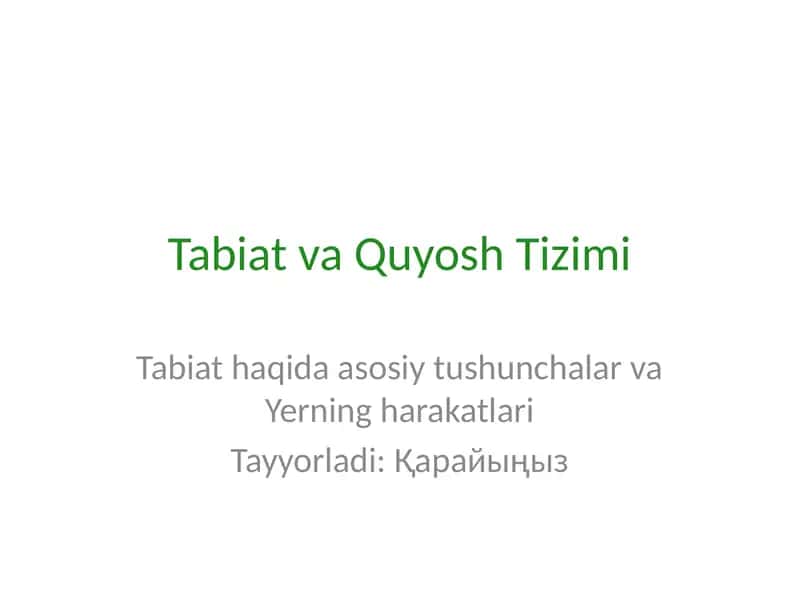 Tabiat va Quyosh Tizimi 1