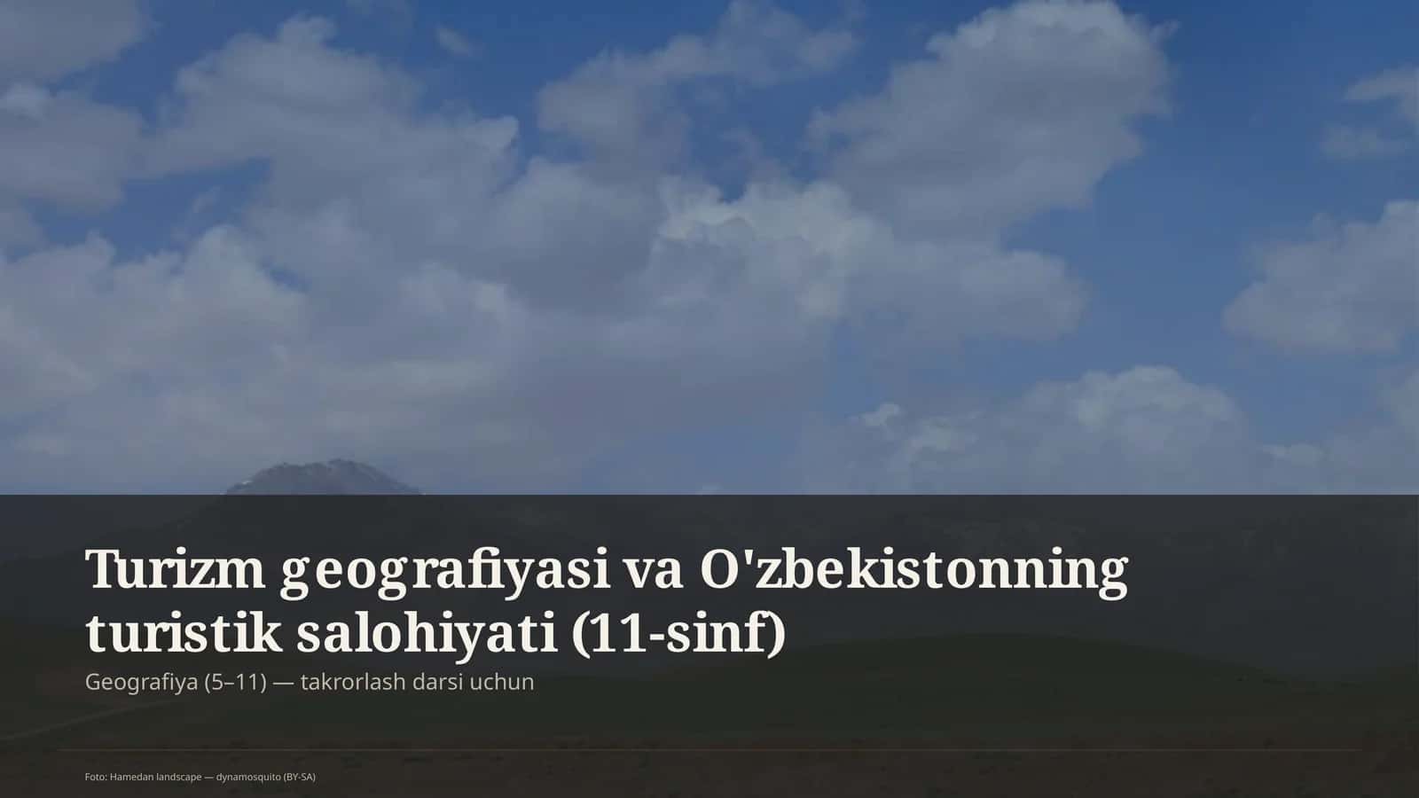 Turizm geografiyasi va O'zbekistonning turistik salohiyati (11-sinf) 1