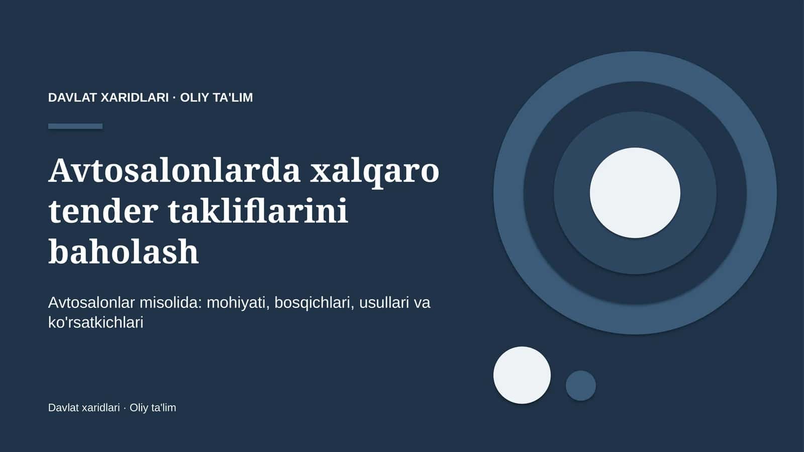 Avtosalonlarda xalqaro tender takliflarini baholash 1