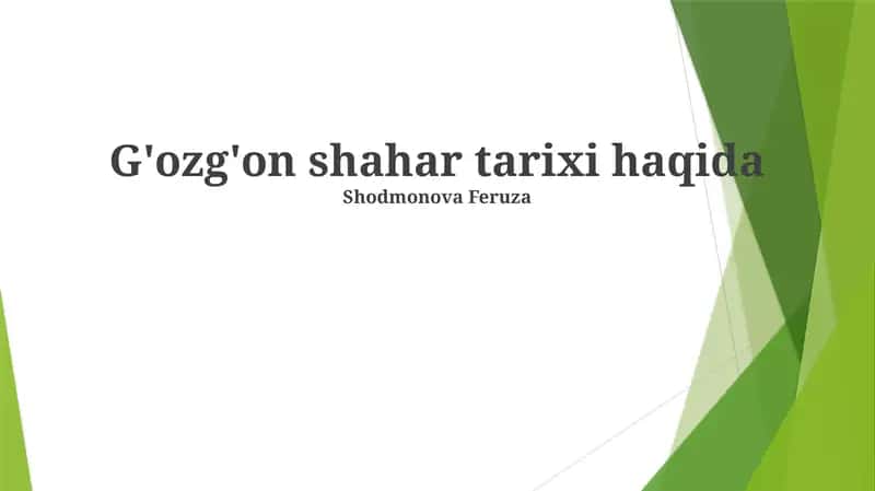 G'ozg'on shahar tarixi haqida 1