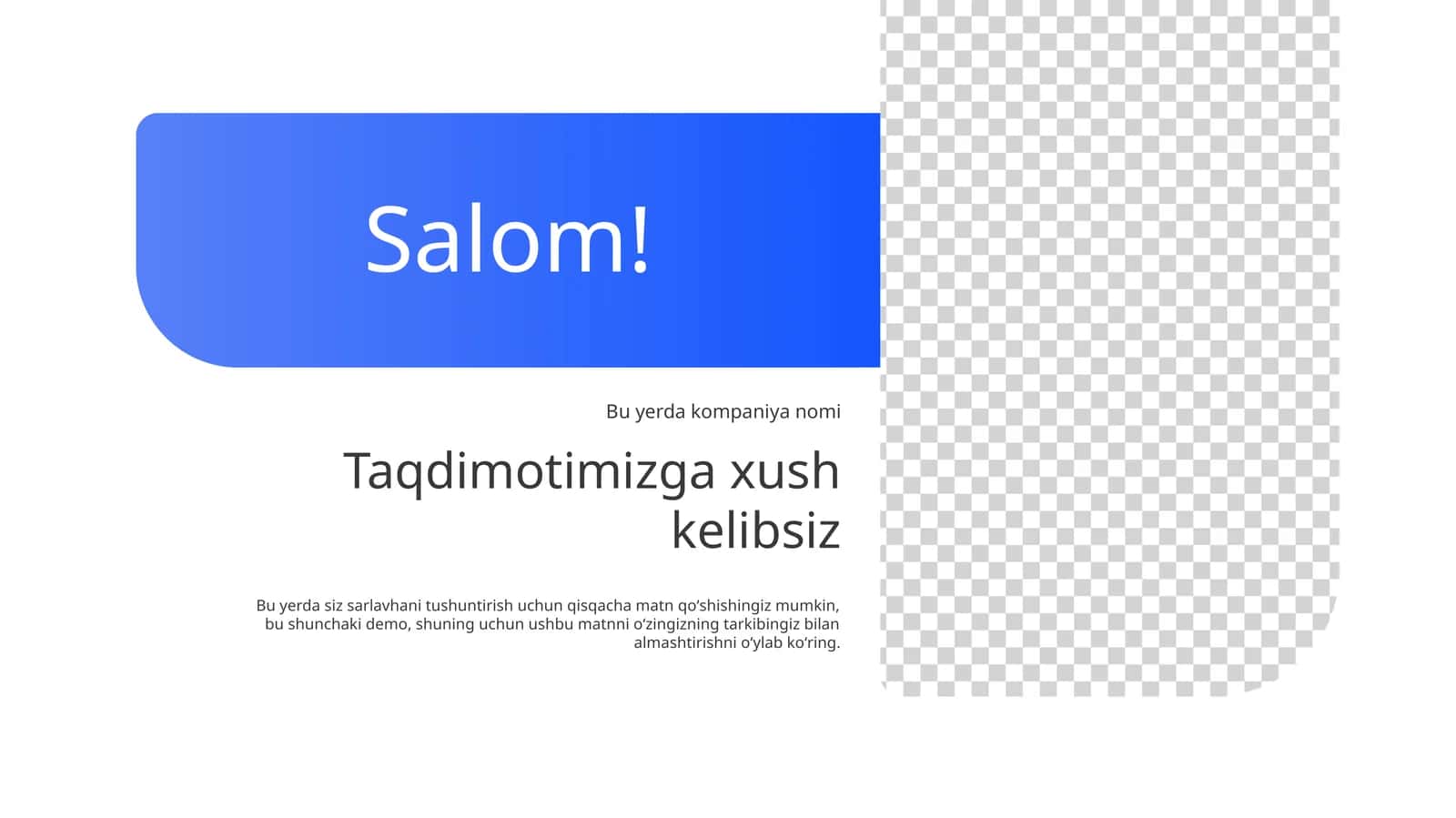 Kirish matni bilan bepul xush kelibsiz slayd shabloni Taqdimoti (10 Slayd) 1