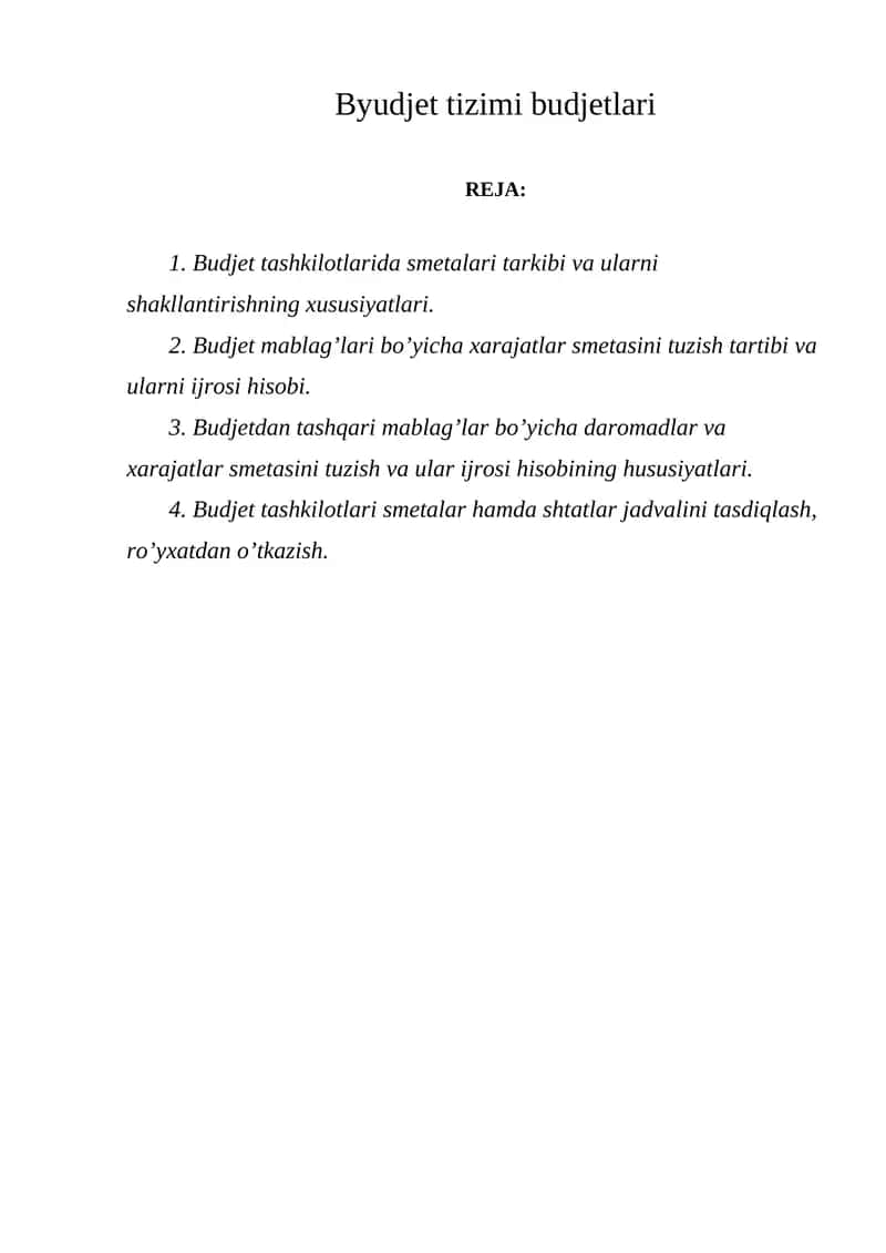 Budjet tizimi budjetlari 1