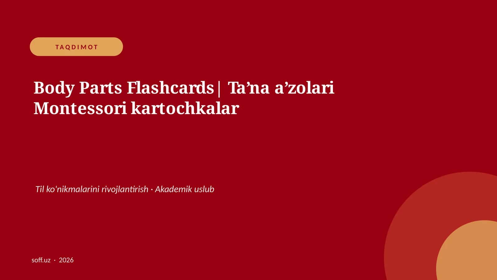 Body Parts Flashcards| Ta’na a’zolari Montessori kartochkalar 1