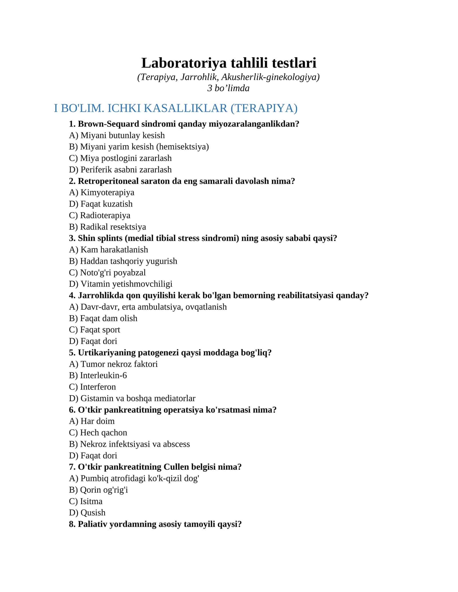 Laboratoriya tahlili testlari 1