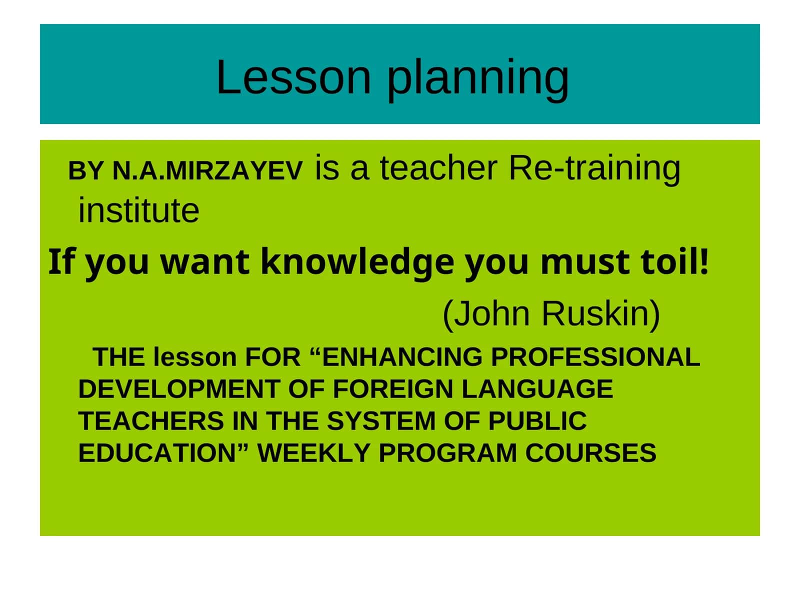 Lesson planning 1