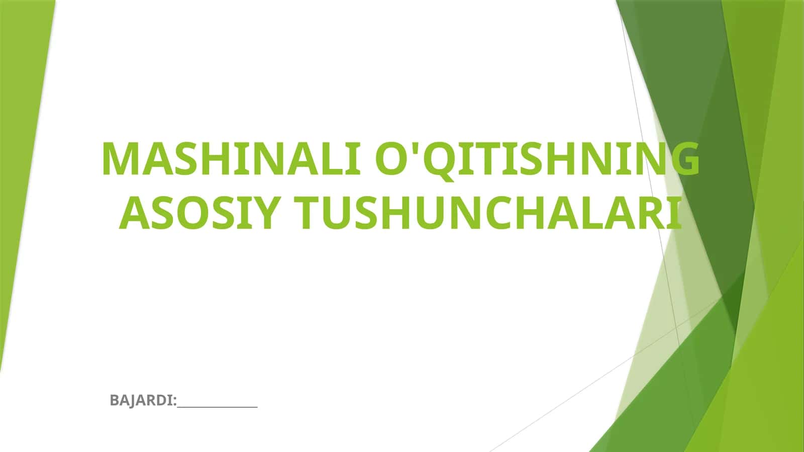 Mashinali O'qitishning Asosiy Tushunchalari 1