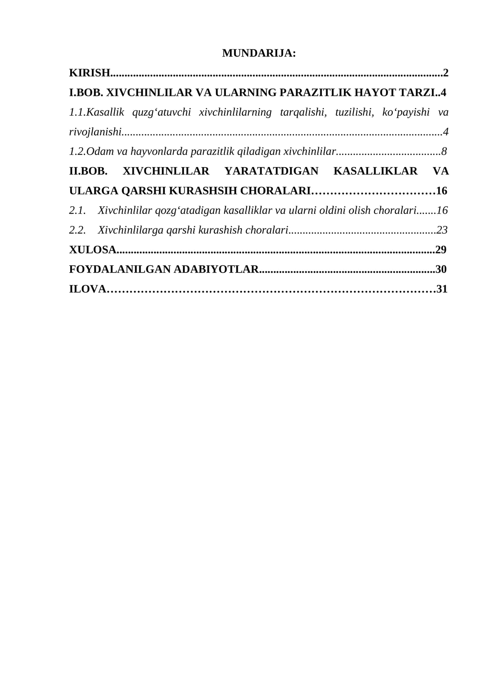 XIVCHINLILAR VA ULARNING PARAZITLIK HAYOT TARZI 1
