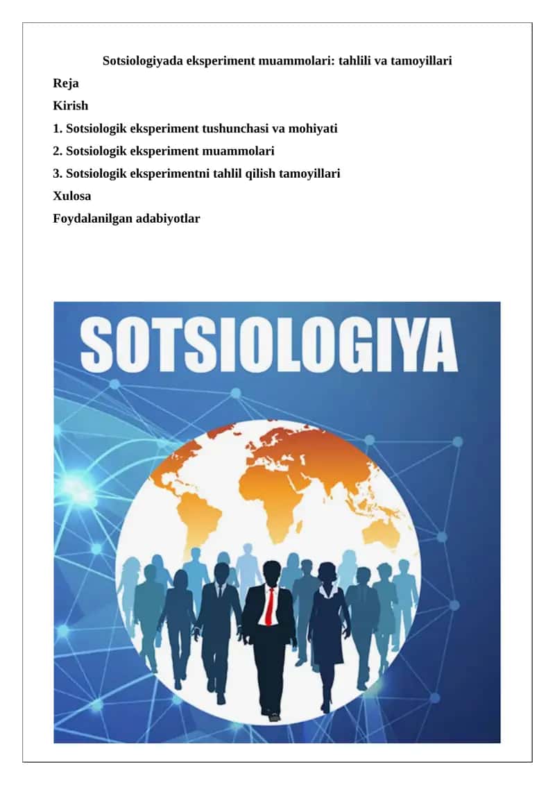 Sotsiologik eksperimentning ahamiyati 1