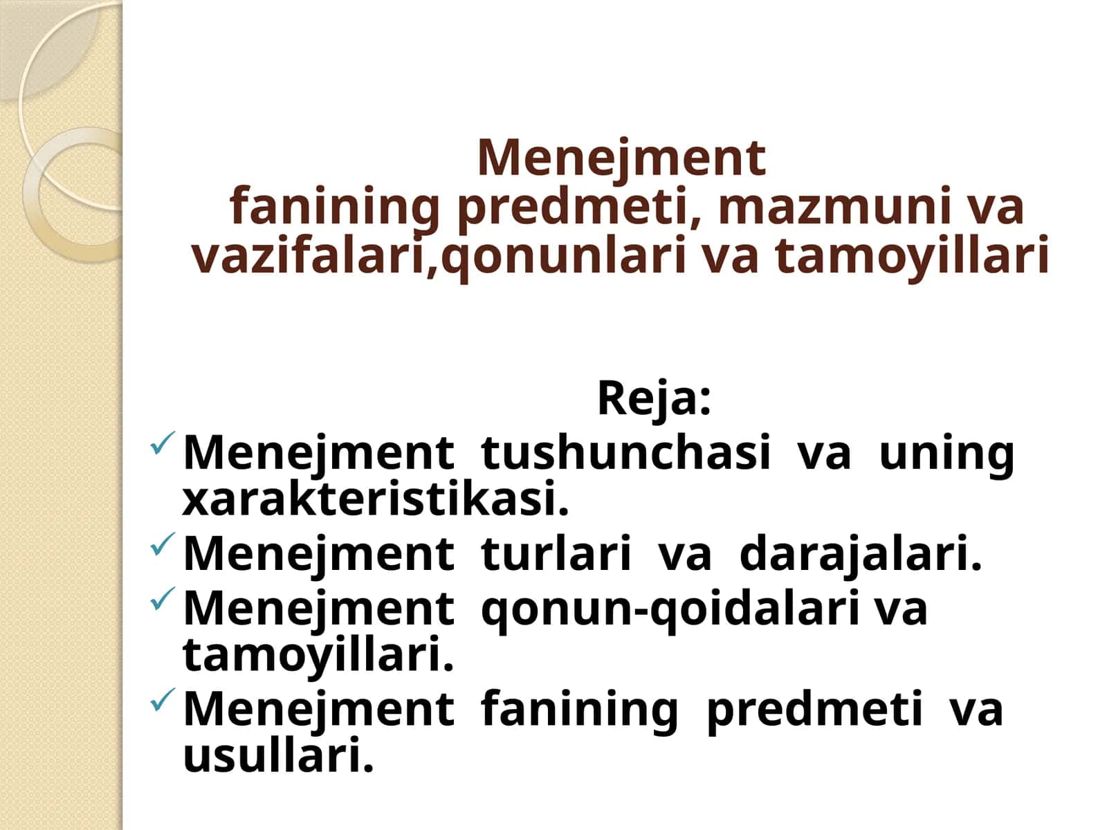 Menejment fanining predmeti, mazmuni va vazifalari 1