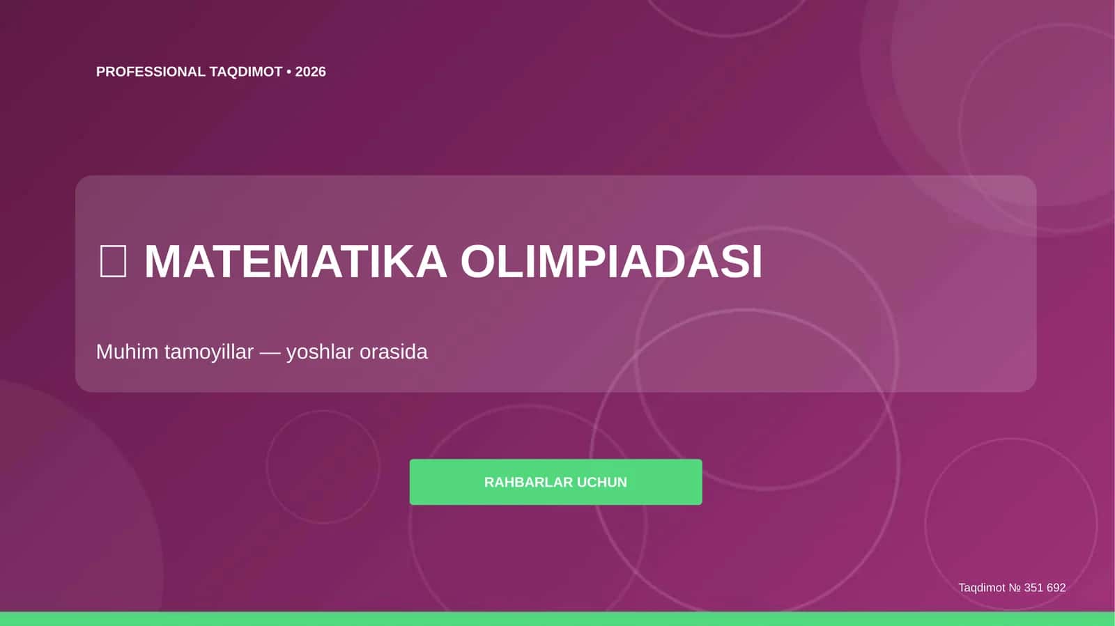 Matematika Olimpiadasi: Muhim tamoyillar (yoshlar orasida) [rahbarlar uchun] 1
