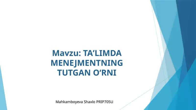 TAʼLIMDAMENEJMENTNING TUTGANOʻRNI 1