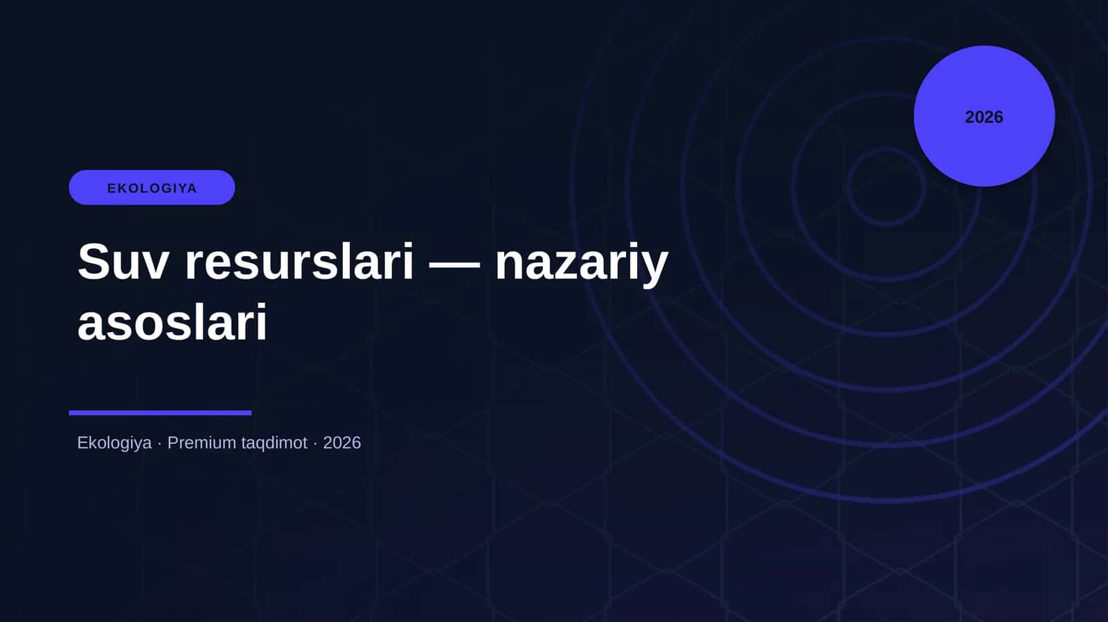 Suv resurslari — nazariy asoslari 1