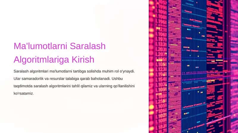 Ma'lumotlarni Saralash Algoritmlariga Kirish 1