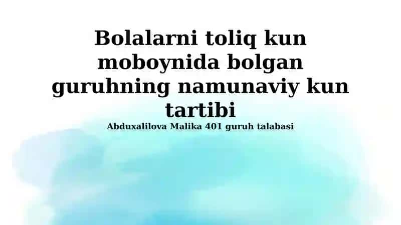 Kun tartibi boshlanishi 1