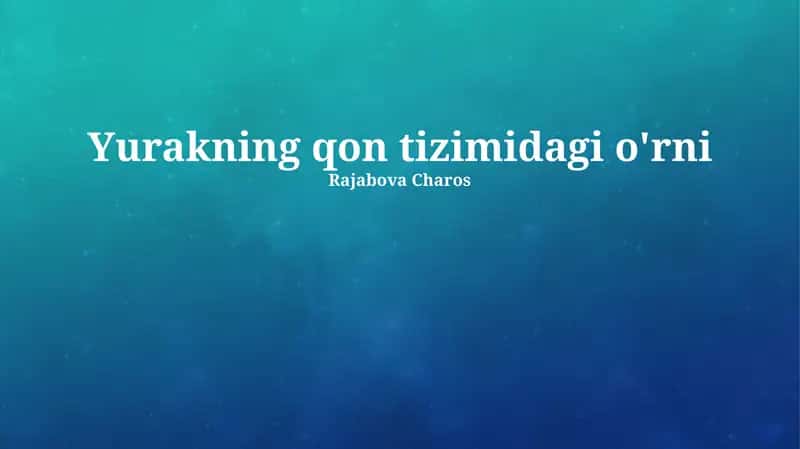 Yurakning qon tizimidagi o'rni 1