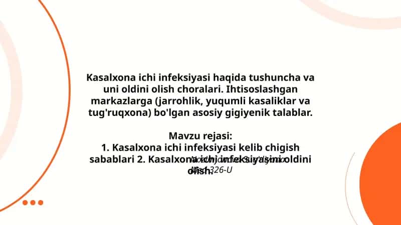 Kasalxona ichi infeksiyasi tushuncha choralari 1