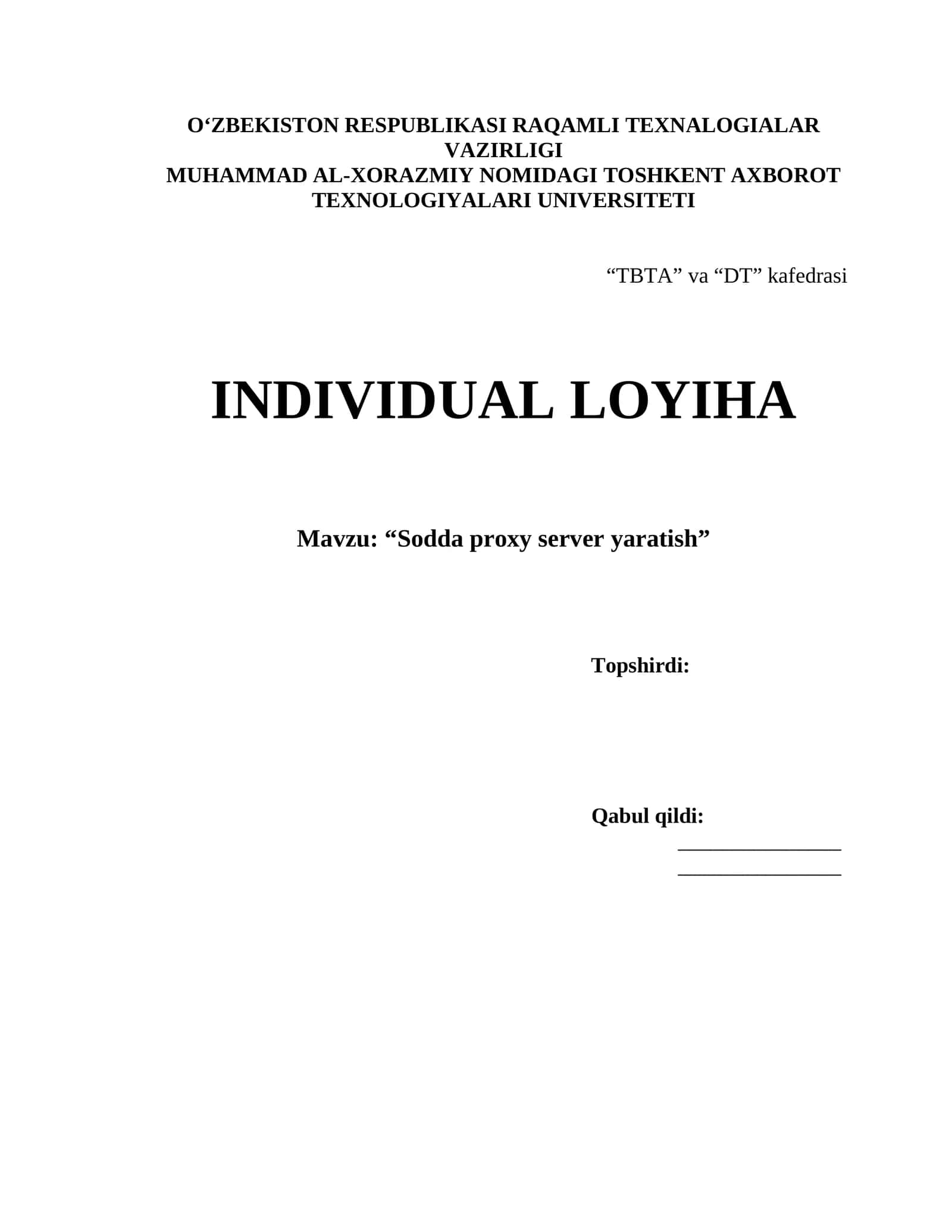 Sodda proxy server yaratish 1