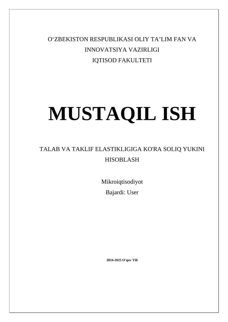 Talab va taklif elastikligi 1