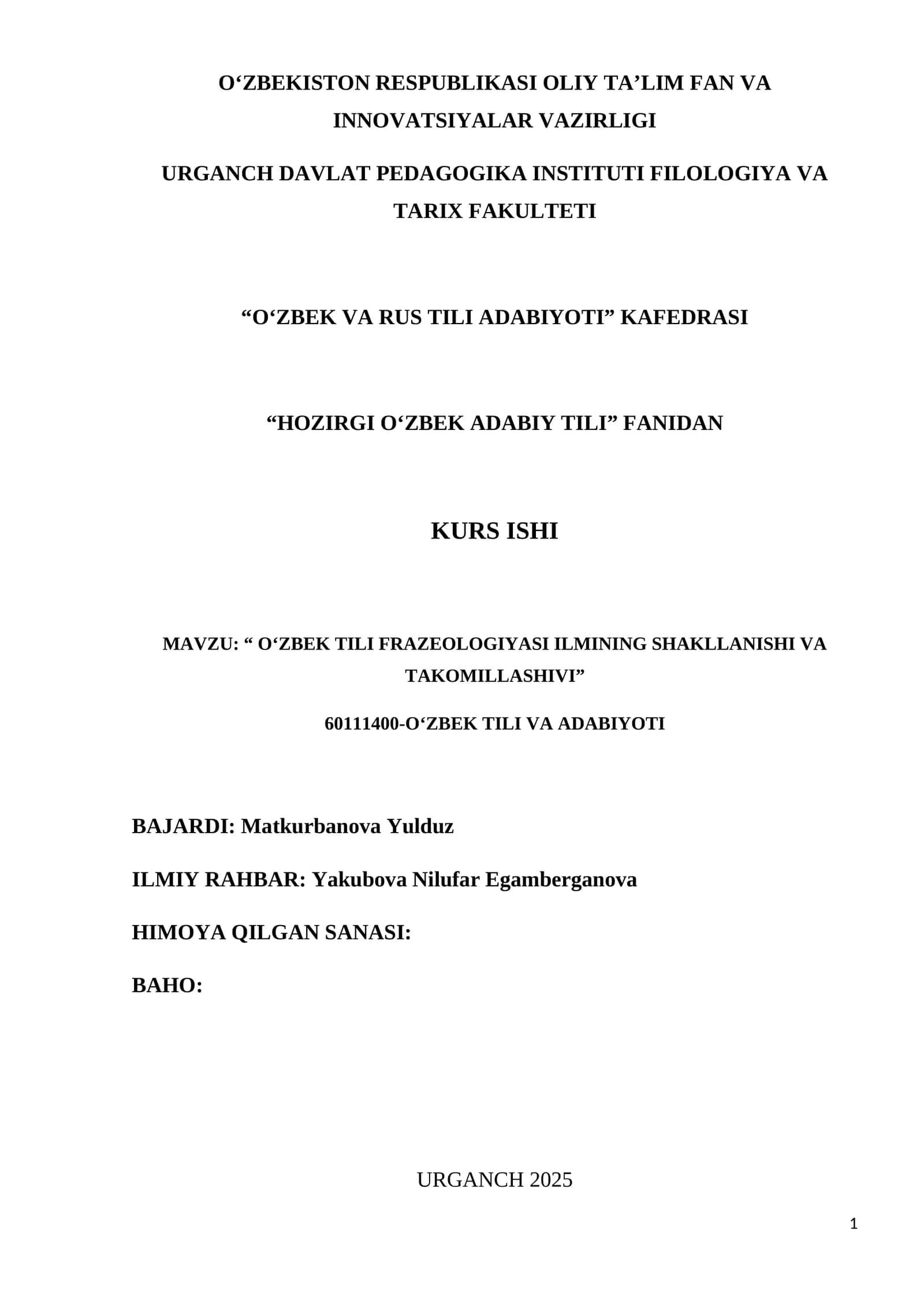 O‘zbek Tili Frazеologiyasi Ilmini 1