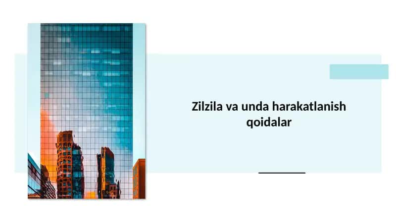 Zilzila va unda harakatlanish qoidalar 1