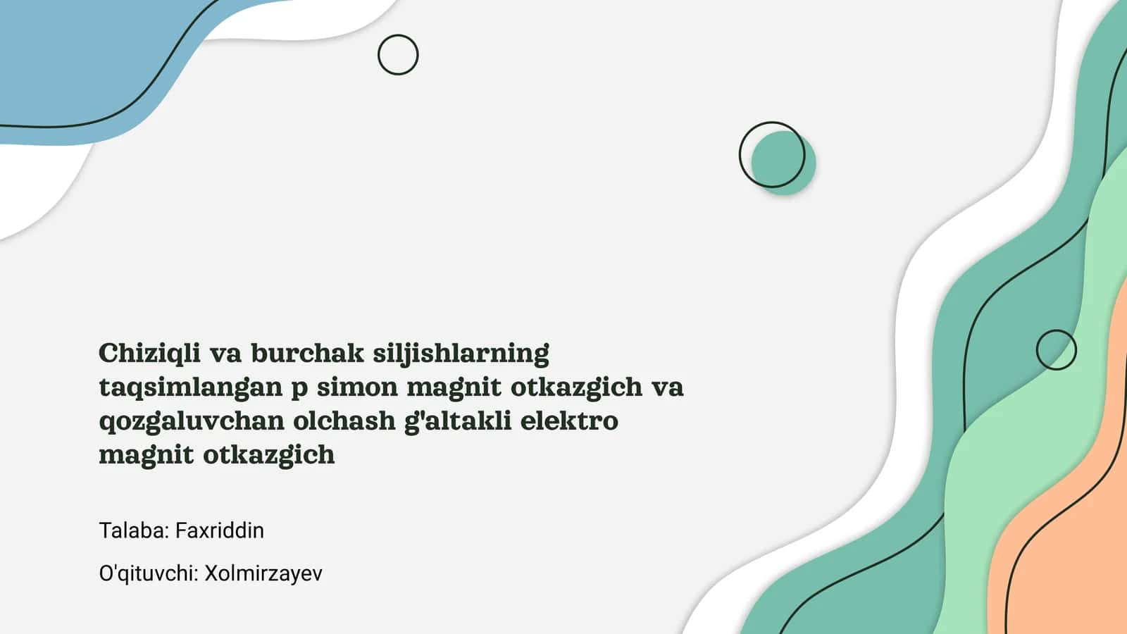 Chiziqli va burchak siljishlarning taqsimlangan p simon magnit otkazgich 1