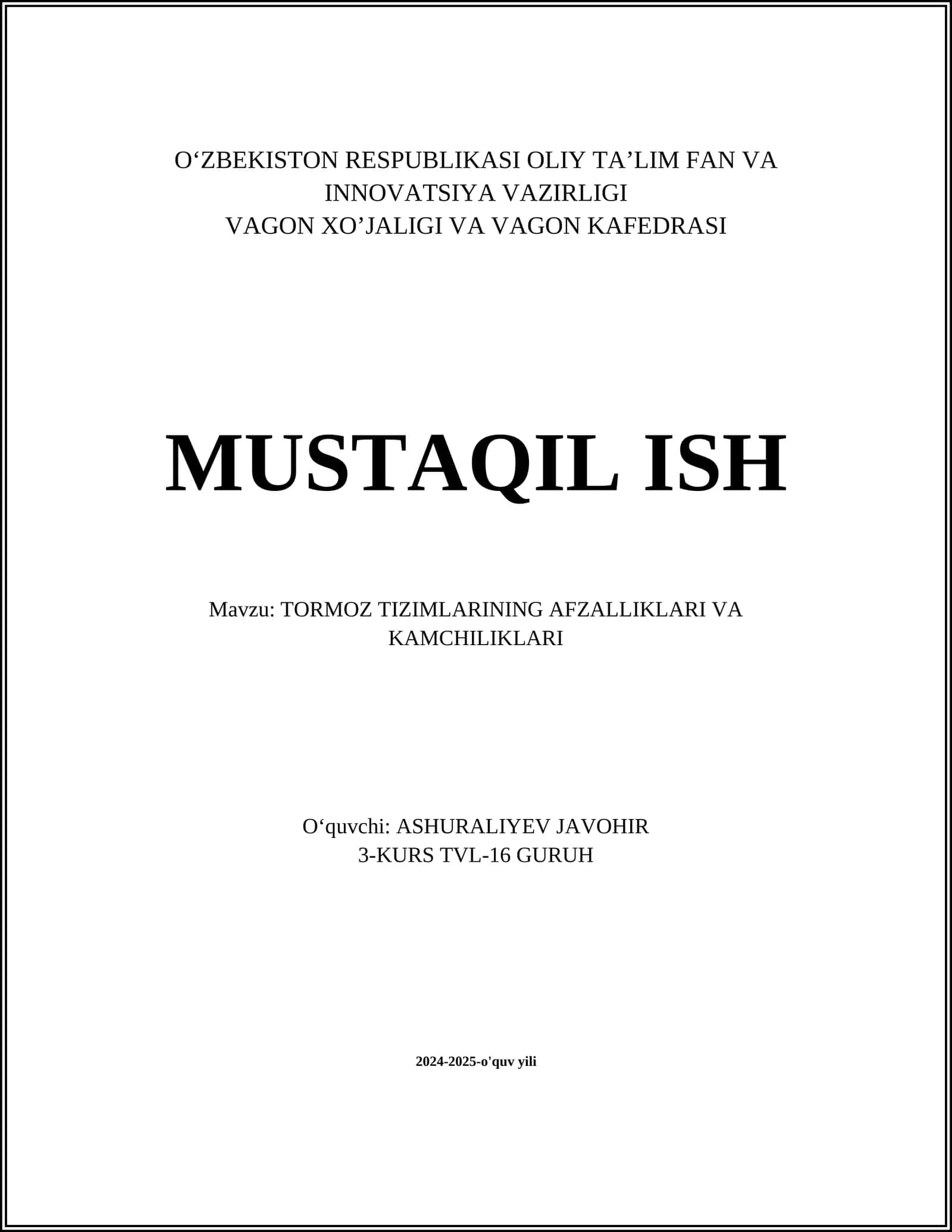 Tormoz Tizimlarining Afzalliklari va Kamchiliklari 1