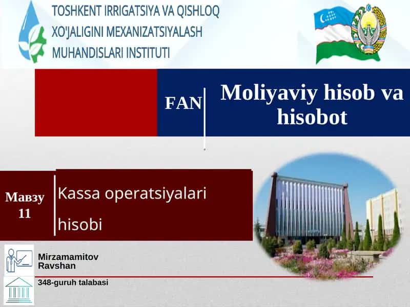Kassa operatsiyalari hisobi 1