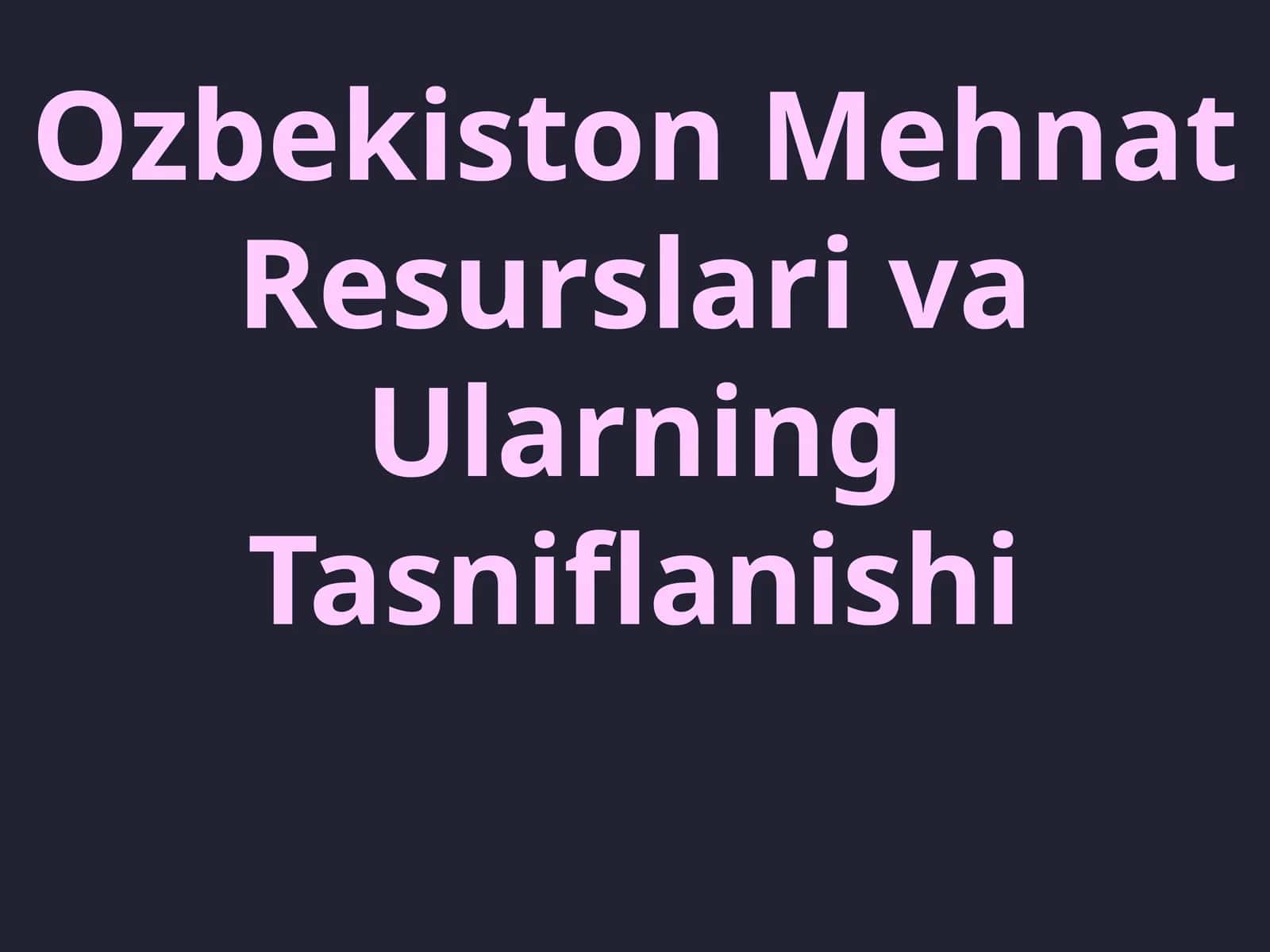 Mehnat Resurslari Tushunchasi 1