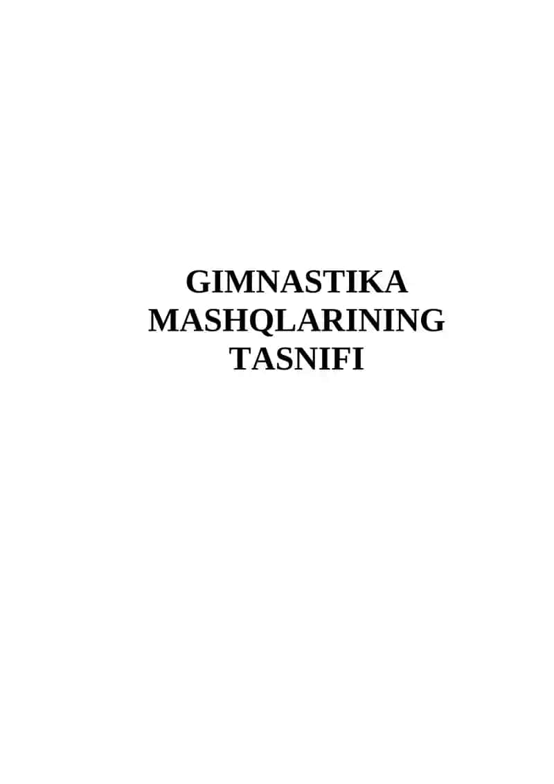 GIMNASTIKA MASHQLARINING TASNIFI 1
