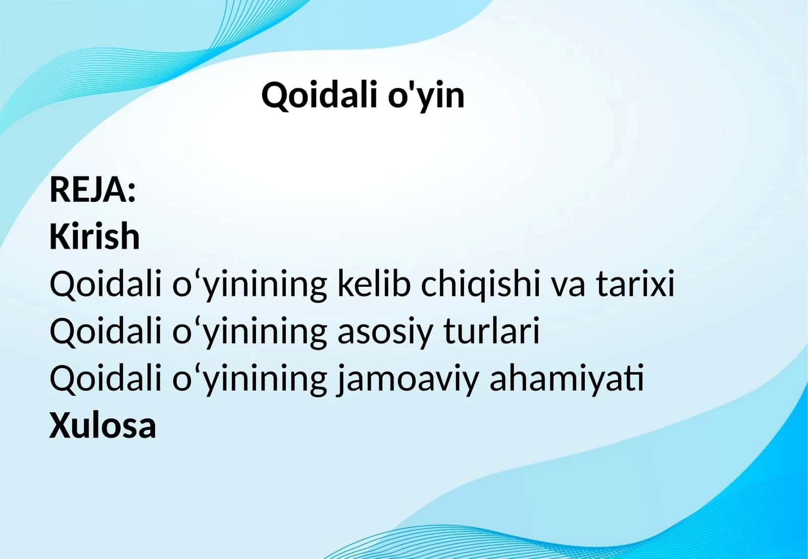 Qoidali o'yin 1