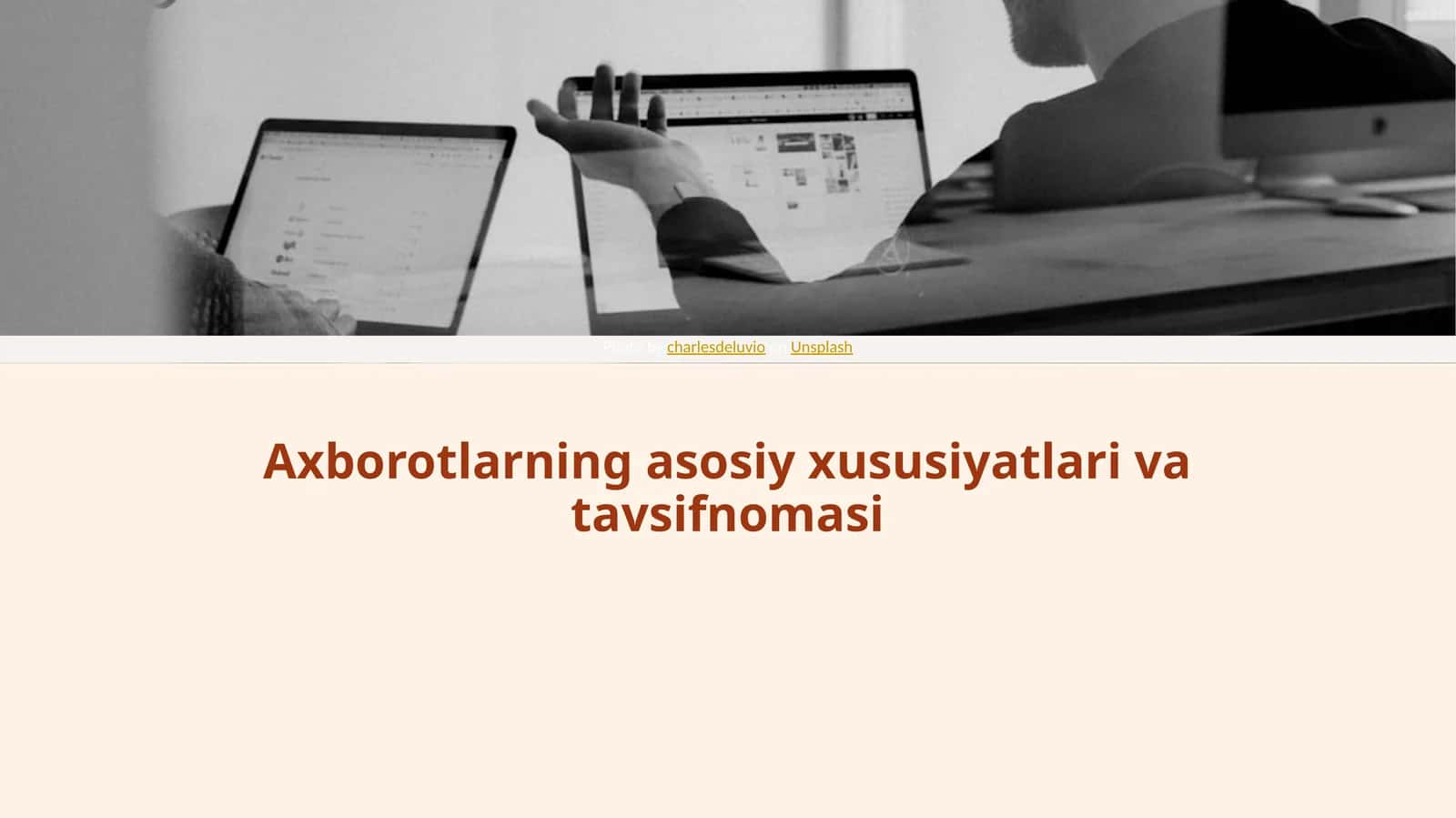 Axborotlarning asosiy xususiyatlari va tavsifnomasi 1