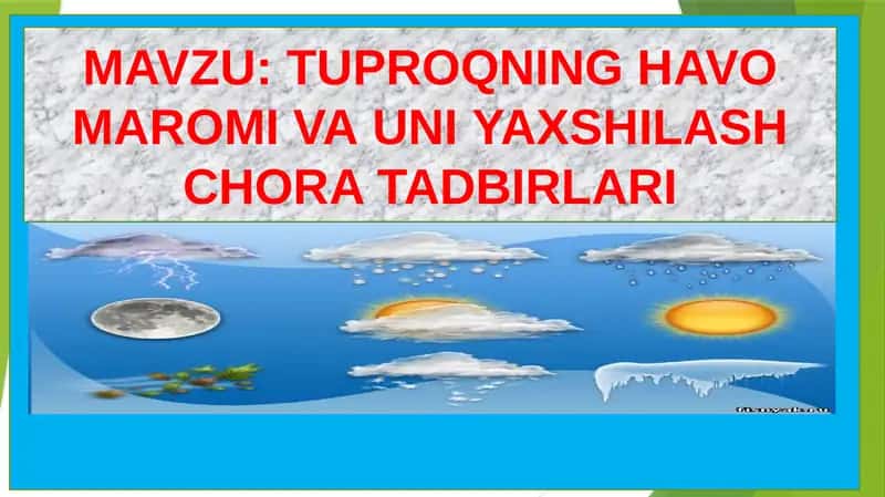 TUPROQNING HAVOMAROMI VA UNIYAXSHILASH CHORA TADBIRLARI 1