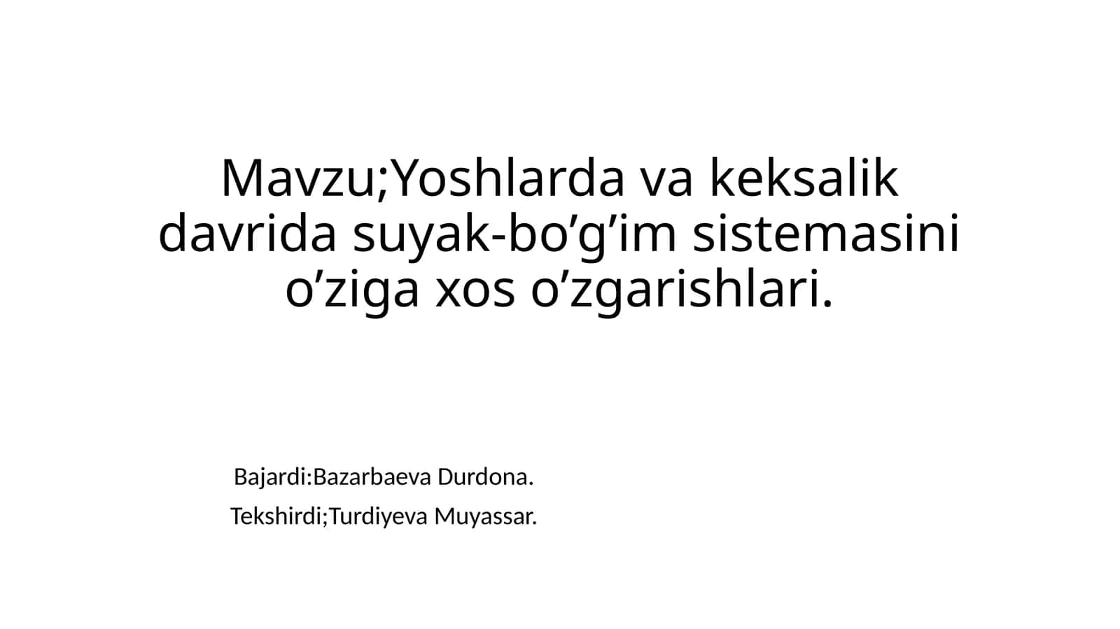 Yoshlardagi keksalik davrida suyak-bo’g’im sistemaning o’zgarishlari 1
