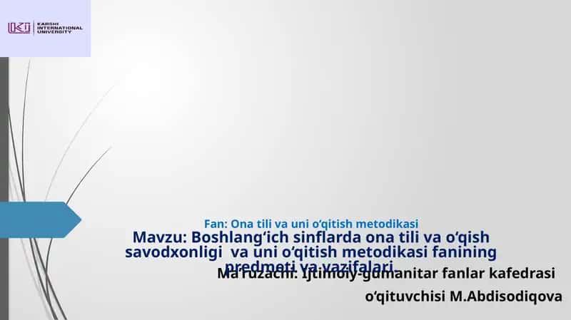 Ona tili va uni o'qitish metodikasi 1