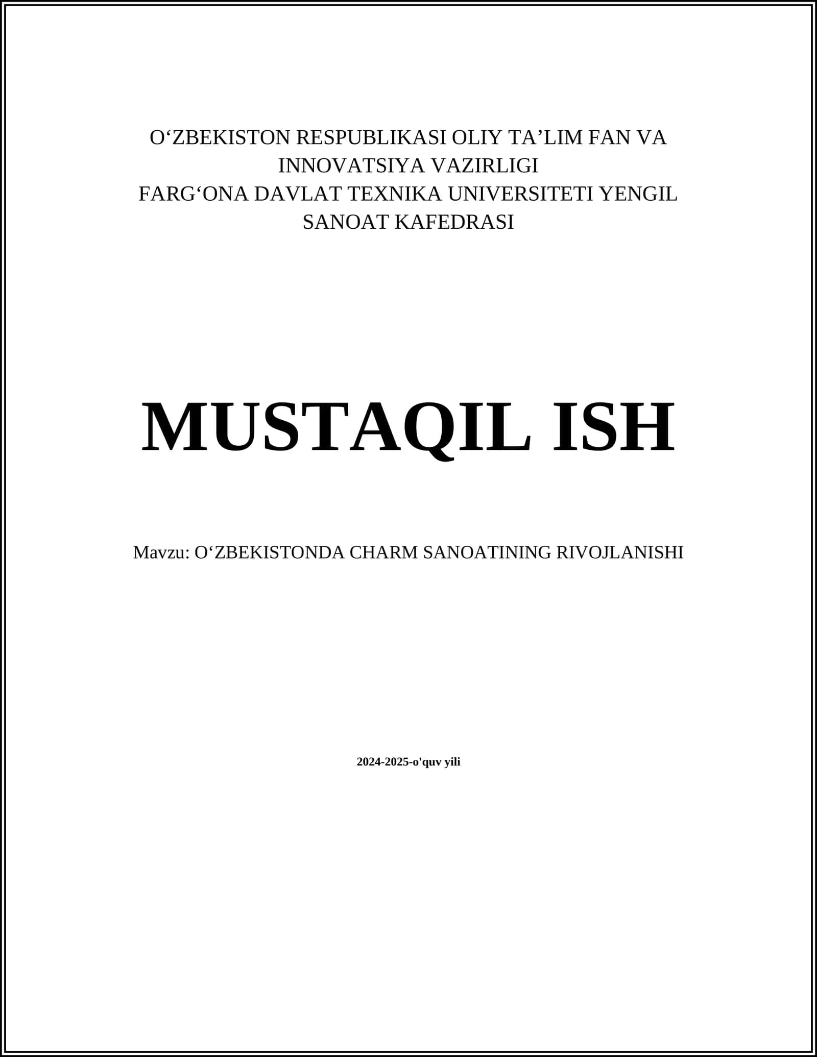 OʻZBEKISTONDA CHARM SANOATINING RIVOJLANISHI 1