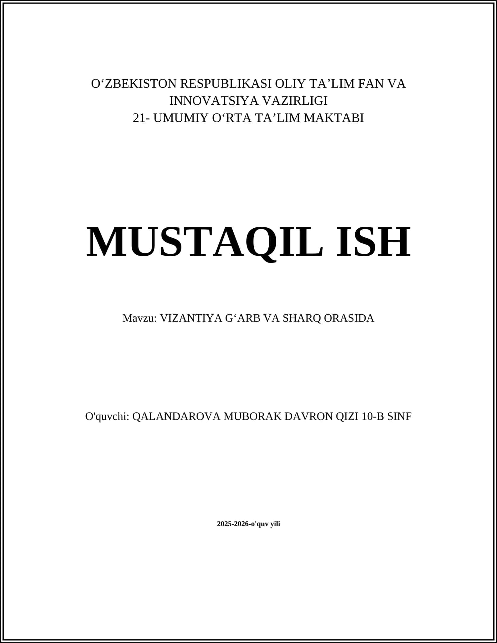 VIZANTIYA GʻARB VA SHARQ ORASIDA 1
