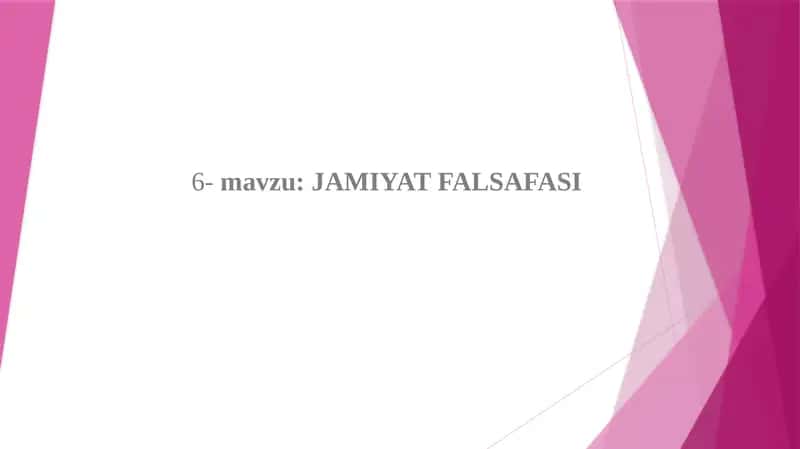 JAMIYAT FALSAFASI 1