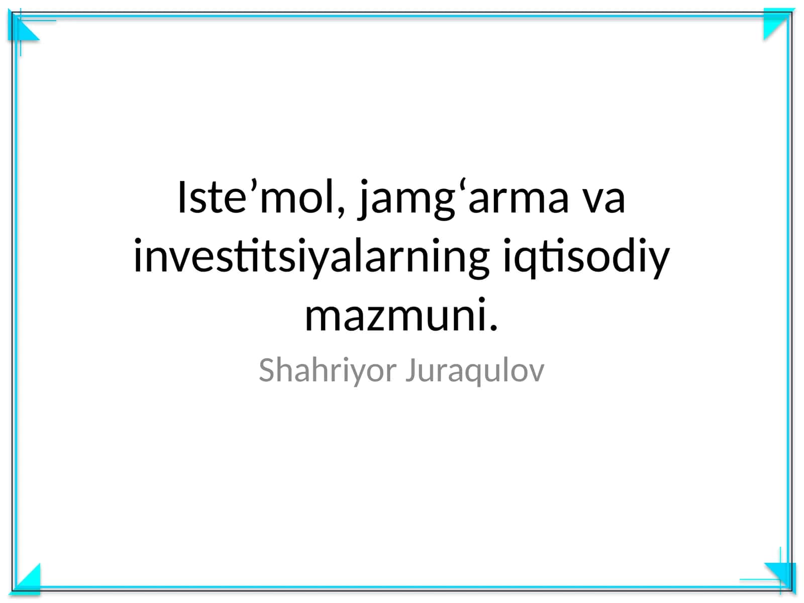 Iste’mol, jamg‘arma va investitsiyalarning iqtisodiy mazmuni 1