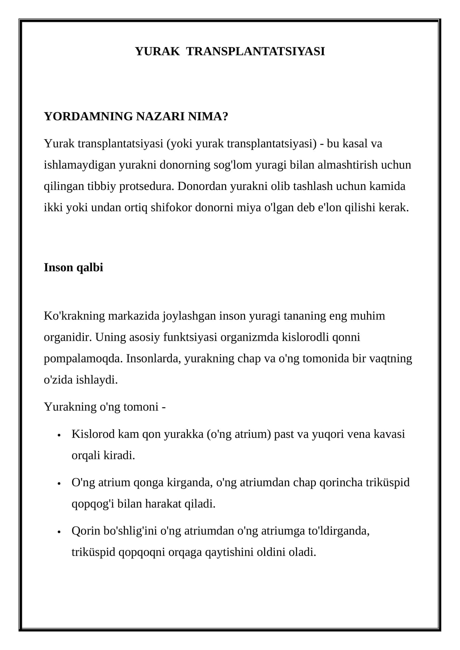 YURAK TRANSPLANTATSIYASI 1