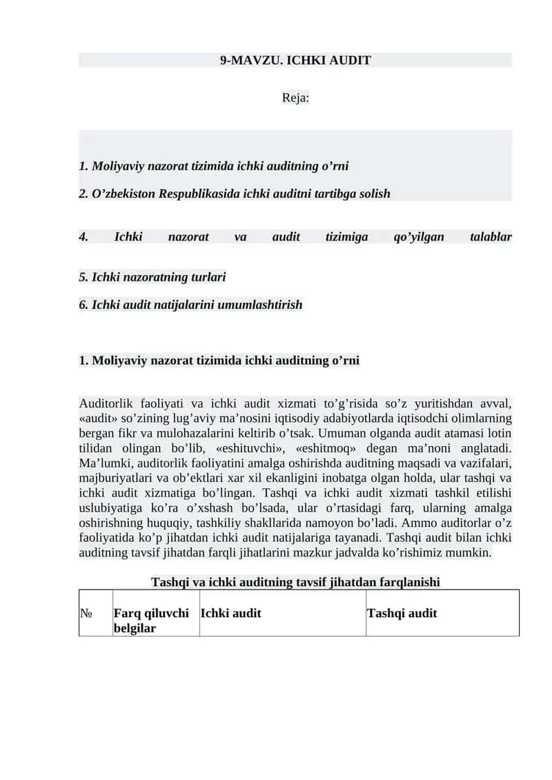 ICHKI AUDIT 1