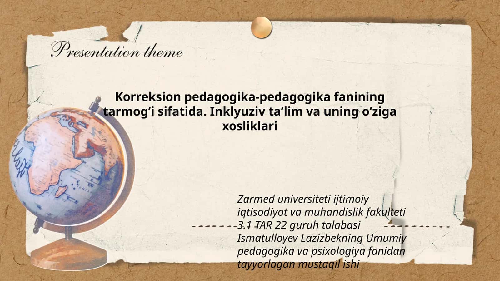 Korreksion pedagogika-pedagogika fanining tarmogʻi sifatida. Inklyuziv taʼlim va uning oʻziga xosliklari 1