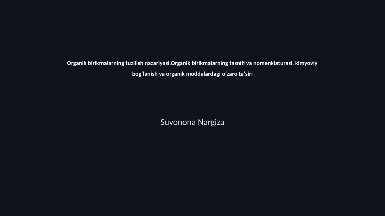 Organik birikmalarning tuzilish nazariyasi 1
